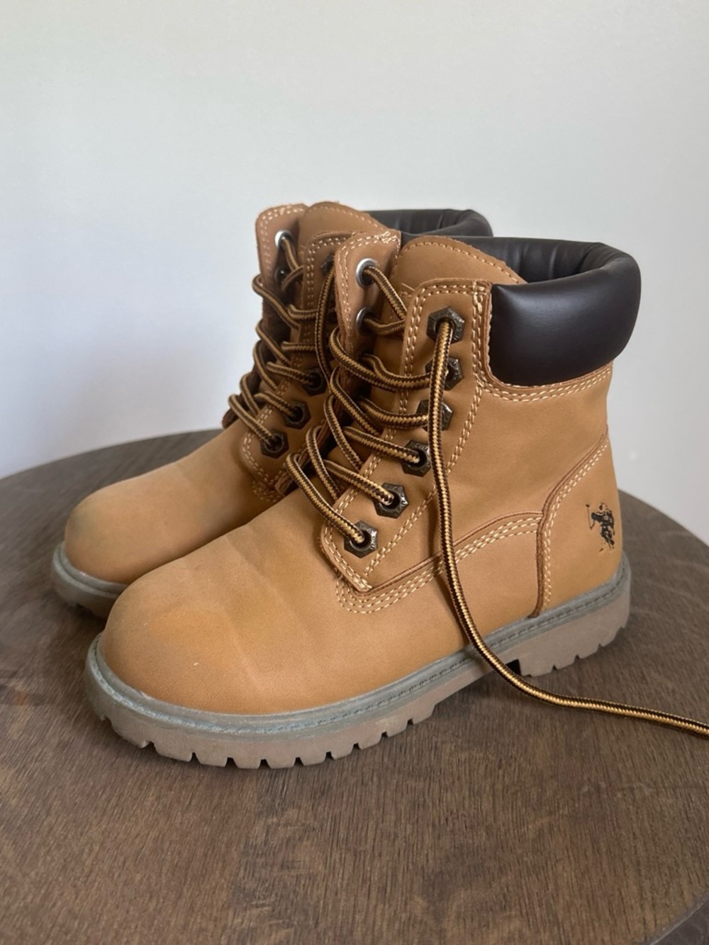 U.S. Polo Assn. Kids Tan and Dark Brown Lace-Up Boots